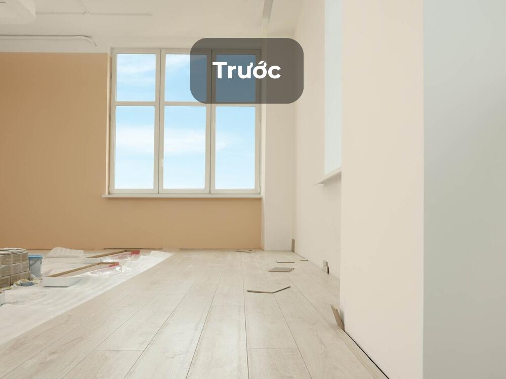 Phòng khách trước khi cải tạo còn chật chội và chưa tối ưu công năng