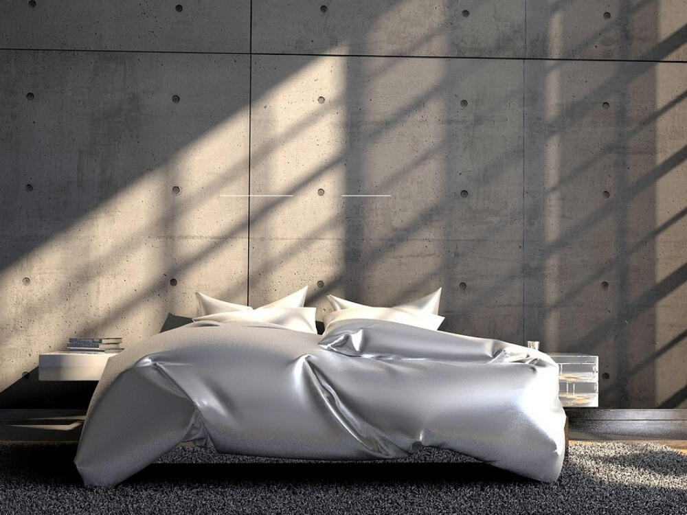 Phòng ngủ Brutalism vững chãi với tường bê tông thô và giường gỗ tối giản tạo cảm giác an yên