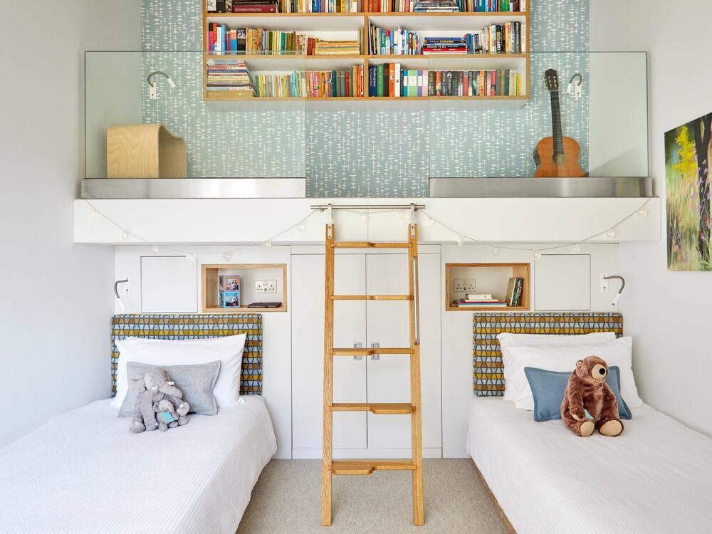 Phòng ngủ chung tiện nghi linh hoạt mang lại sự thoải mái cho cả hai bé