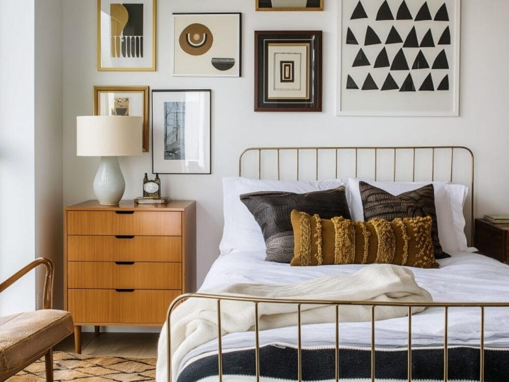 Phòng ngủ Đương đại Retro ấm áp pha trộn đường cong mềm và sắc màu rực rỡ đầy năng lượng