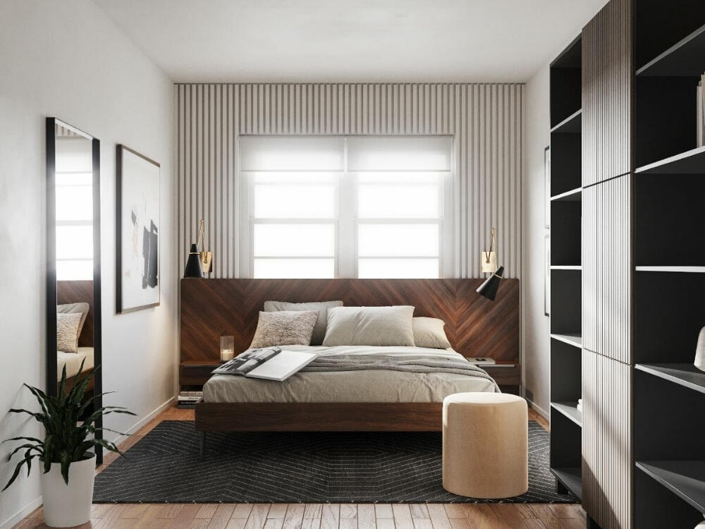 Phòng ngủ Đương đại tối giản yên bình loại bỏ chi tiết thừa mang lại sự thư giãn tuyệt đối