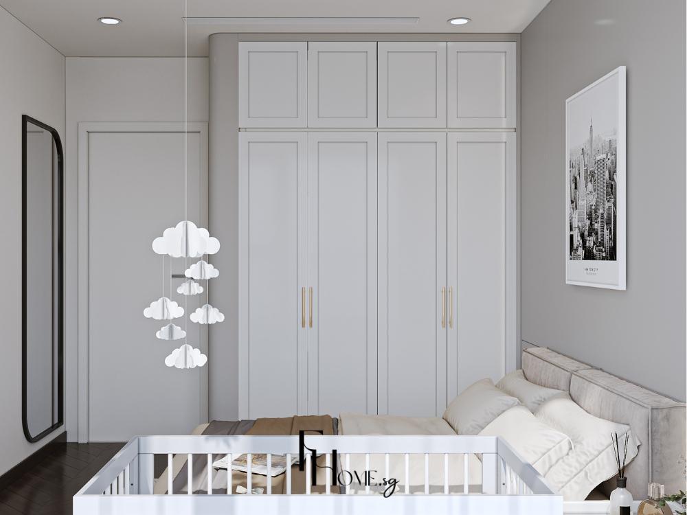 Phòng ngủ hiện đại với gỗ công nghiệp phủ veneer và ánh sáng nhẹ tạo cảm giác tinh tế thanh thoát