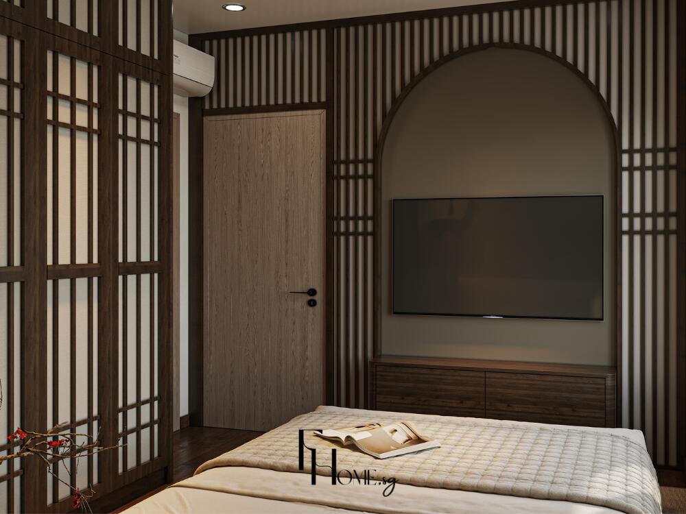 Phòng ngủ Japandi giản dị gần gũi tôn vinh vẻ đẹp chân thực của vật liệu