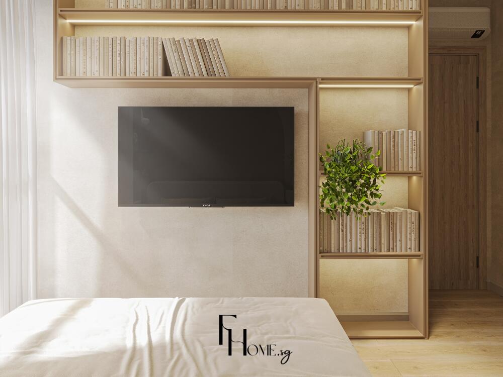 Phòng ngủ Rustic ấm áp hòa quyện thiên nhiên với rèm vải mỏng và ánh sáng dịu nhẹ