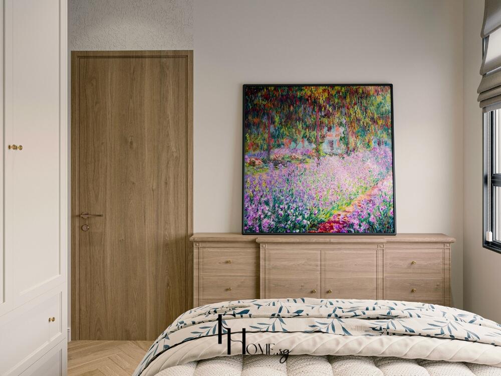 Phòng ngủ Rustic ấm áp với tông nâu gỗ và be tự nhiên mang cảm giác yên bình