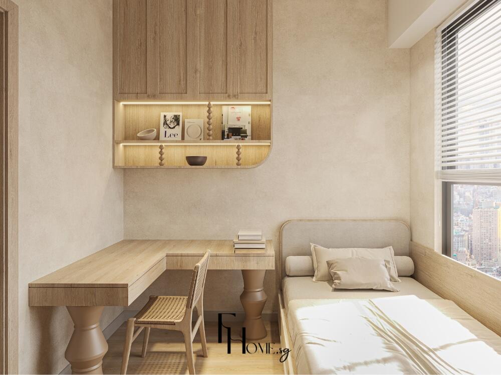 Phòng ngủ Rustic thanh bình gọn gàng tôn vinh công năng và cảm giác ấm cúng