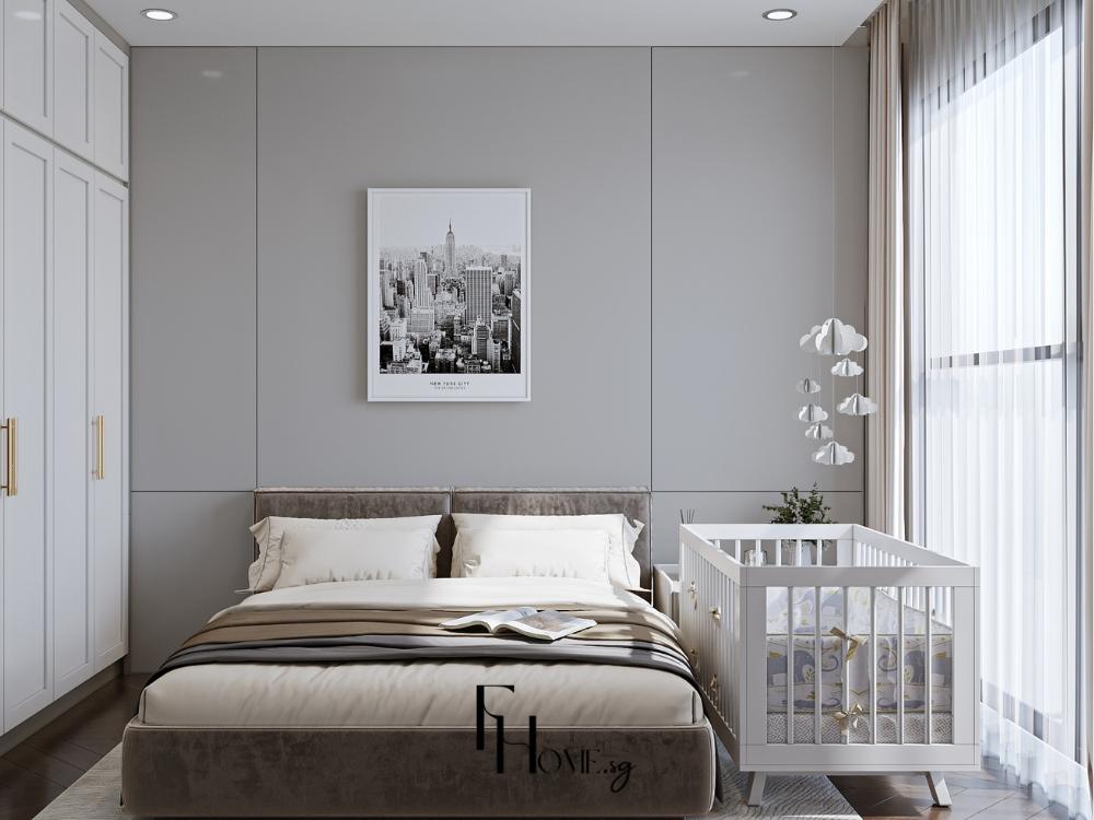 Phòng ngủ sáng thoáng với ánh sáng tự nhiên chan hòa tạo cảm giác thư giãn và dễ chịu