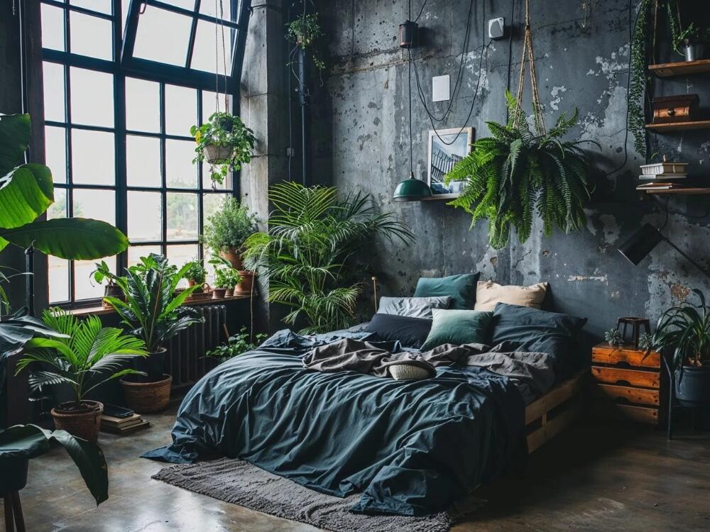 Phòng ngủ thư thái với tường màu rỉ sét kết hợp nội thất gỗ thô mang lại vẻ ấm cúng mạnh mẽ