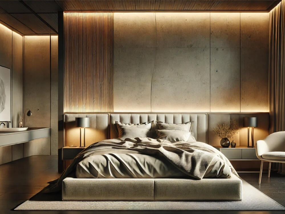 Phòng ngủ Urban ấm áp với gạch thô và kính trong suốt hòa quyện nét thô mộc và tinh tế