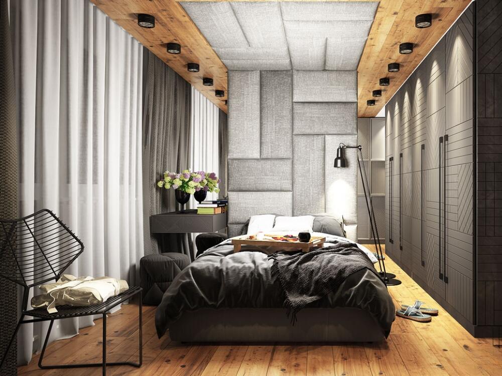 Phòng ngủ Urban thanh lịch với bảng màu trung tính kết hợp ánh sáng nhẹ nhàng tự nhiên