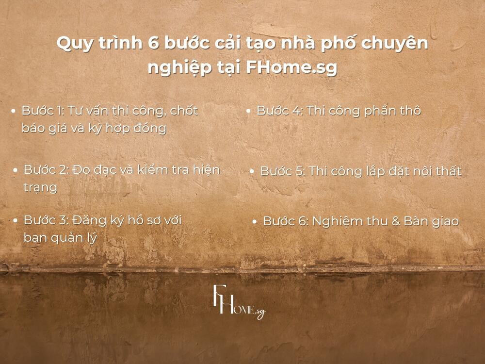Quy trình 6 bước cải tạo nhà phố chuyên nghiệp tại FHome.sg