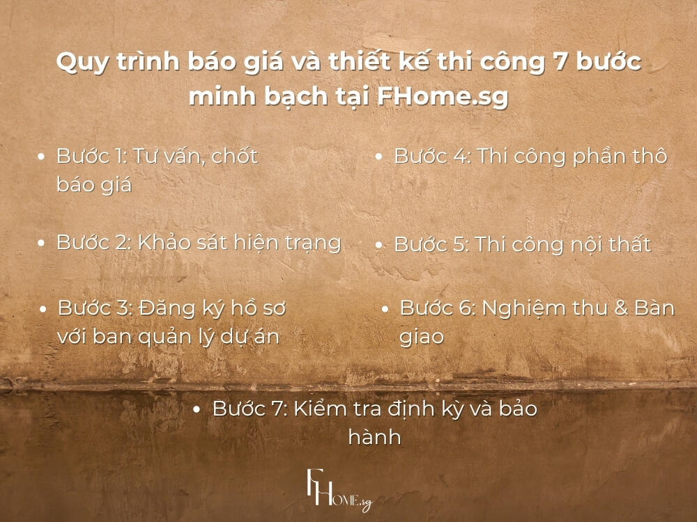 Quy trình 7 bước thi công nội thất phòng bếp trọn gói chuyên nghiệp tại FHome.sg