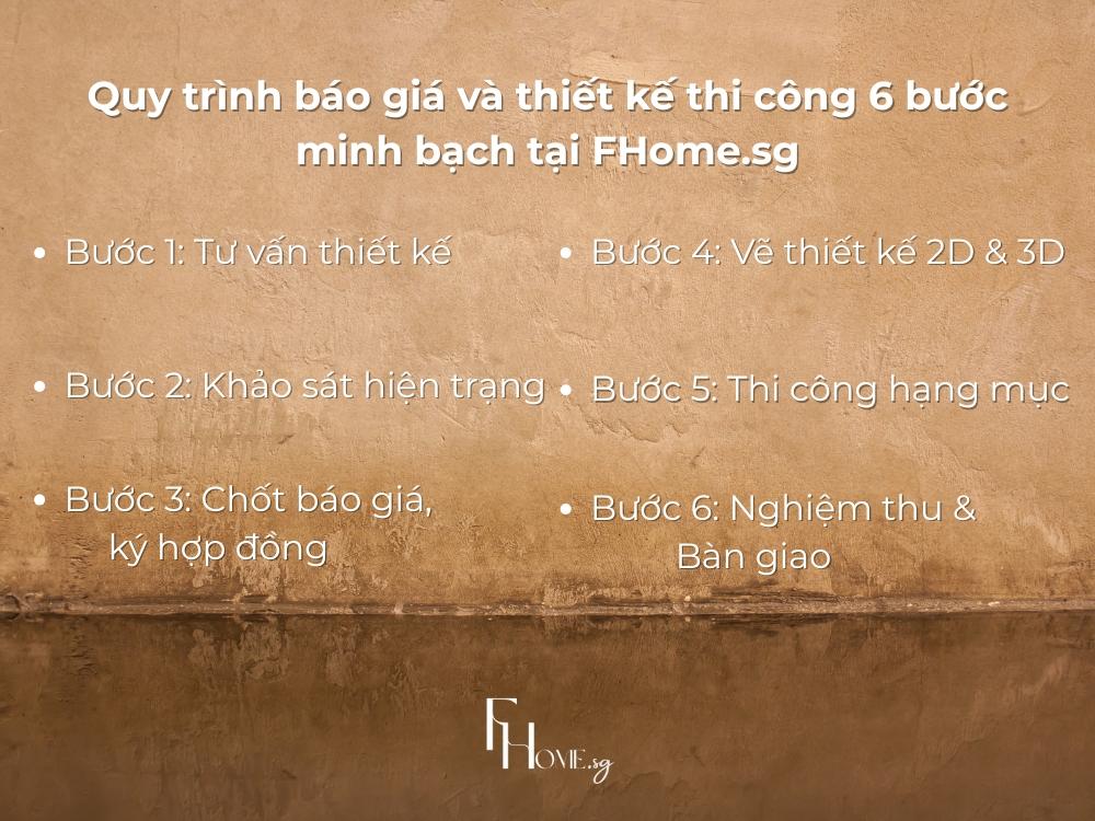Quy trình báo giá và thiết kế thi công 6 bước minh bạch tại FHome.sg