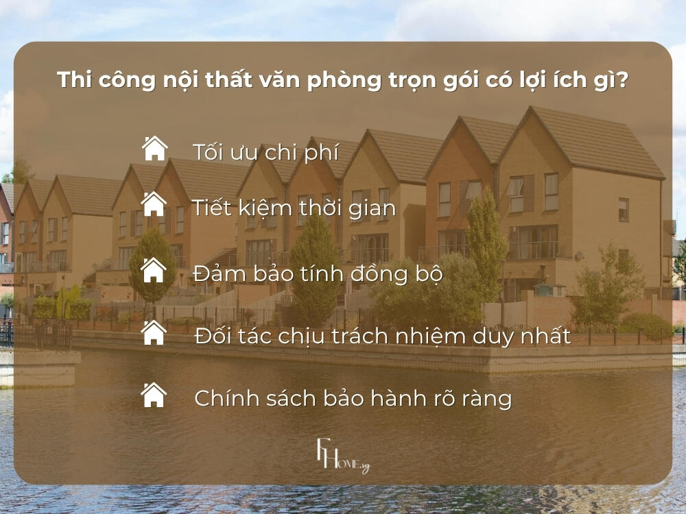 Sử dụng dịch vụ thi công nội thất văn phòng trọn gói mang lại 5 lợi ích chính cho doanh nghiệp