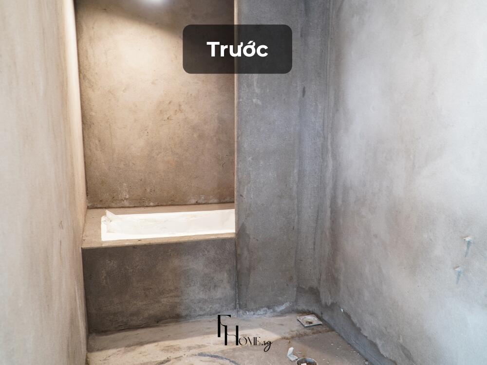Thi công phần thô lại kết cấu của nhà vệ sinh/ phòng tắm đã bị thấm dột