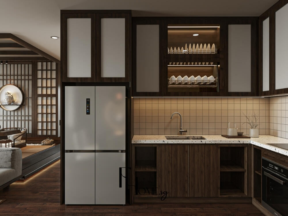 Thiết kế bếp mang vẻ đẹp ấm cúng thanh lịch kết hợp đường nét cổ điển và hiện đại