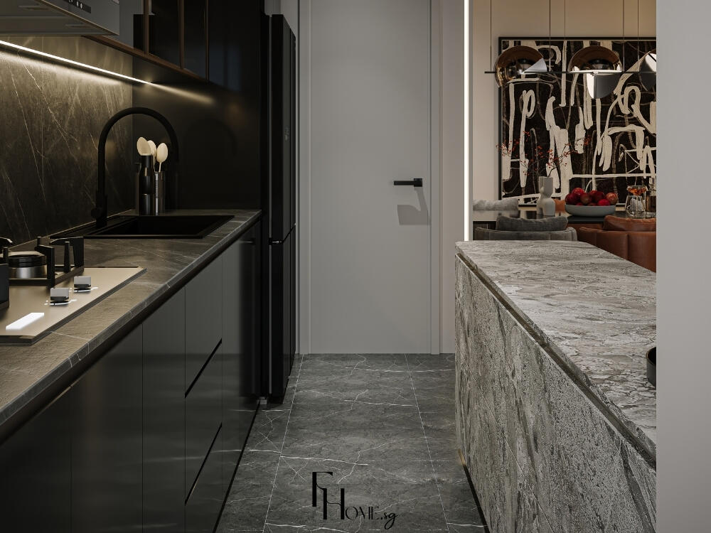 Thiết kế bếp sử dụng thép không gỉ tạo cảm giác sạch sẽ và sang trọng