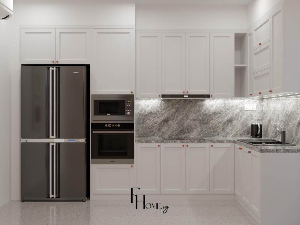 Thiết kế bếp thông thoáng nhờ hệ thống hút mùi và thông gió hiệu quả