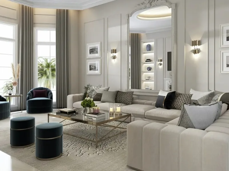Thiết kế nội thất chung cư tân cổ điển tối giản phòng khách