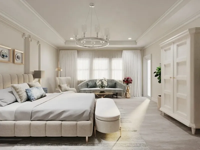 nội thất phòng ngủ chung cư tân cổ điển tối giản