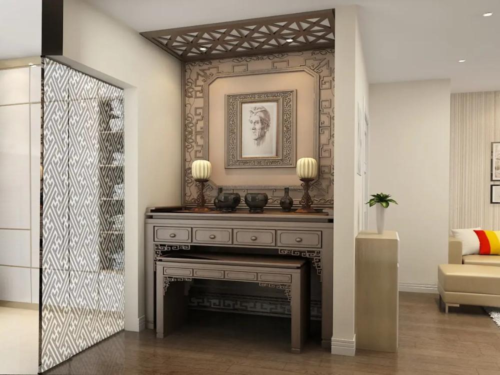 Vách ngăn CNC giúp phân chia không gian thờ cúng và tăng sự trang nghiêm cho phòng khách