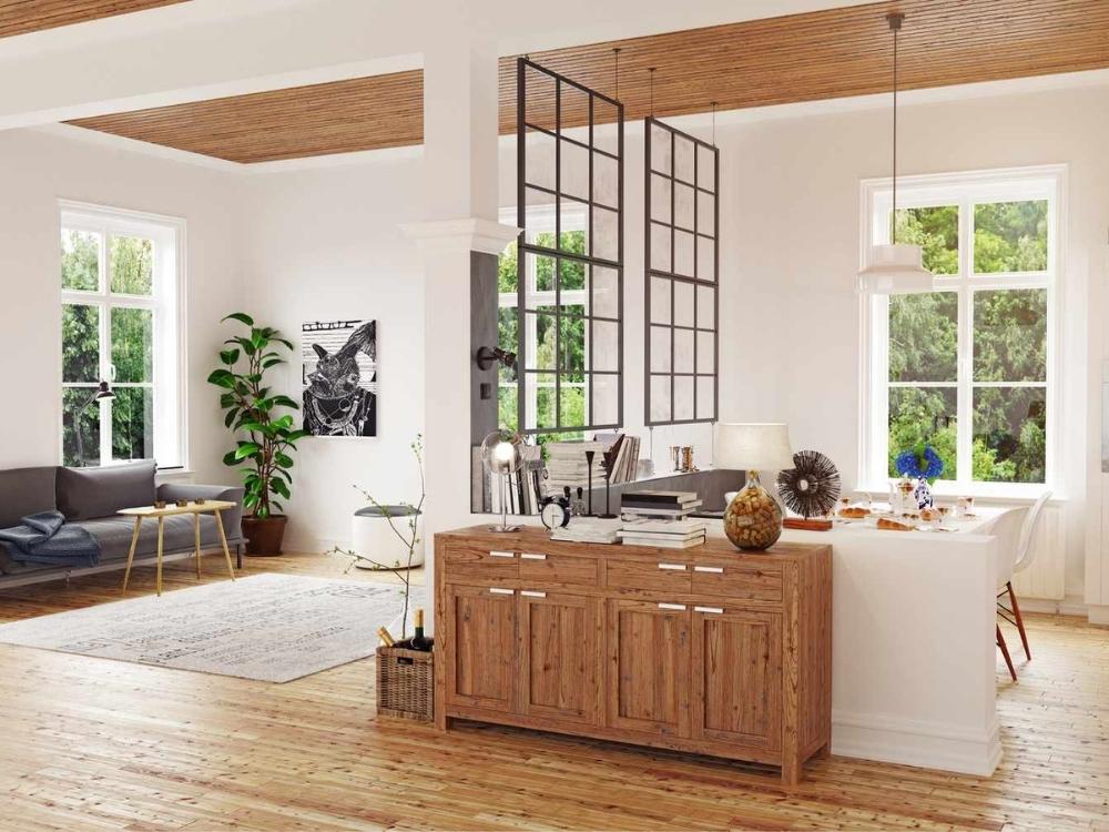 Vách ngăn hiện đại mang nét industrial với kết cấu thanh mảnh bền vững