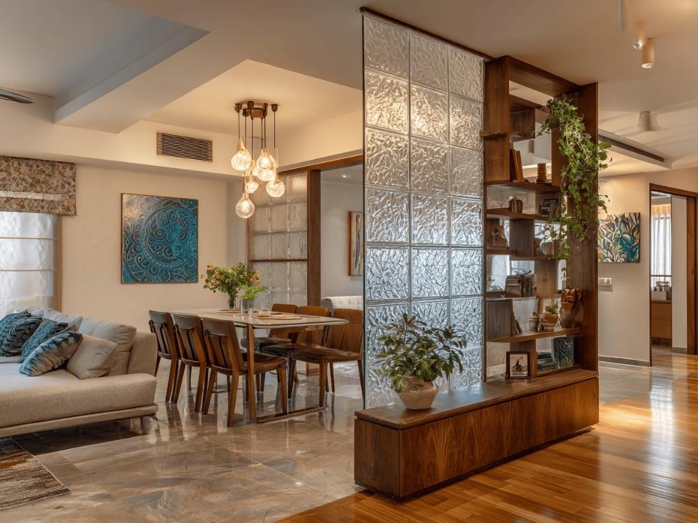 Vách ngăn hiện đại với đường nét thẳng gọn gàng tạo cảm giác tinh sạch