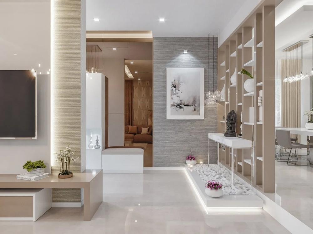 Vách ngăn hiện đại với gỗ công nghiệp đa dạng màu sắc dễ ứng dụng