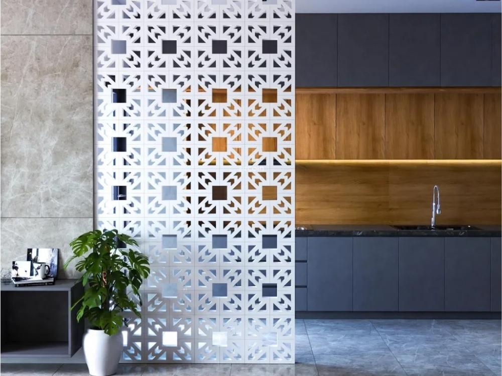 Vách ngăn thoáng sáng với mảng tường gạch hoa gió đầy tính nghệ thuật