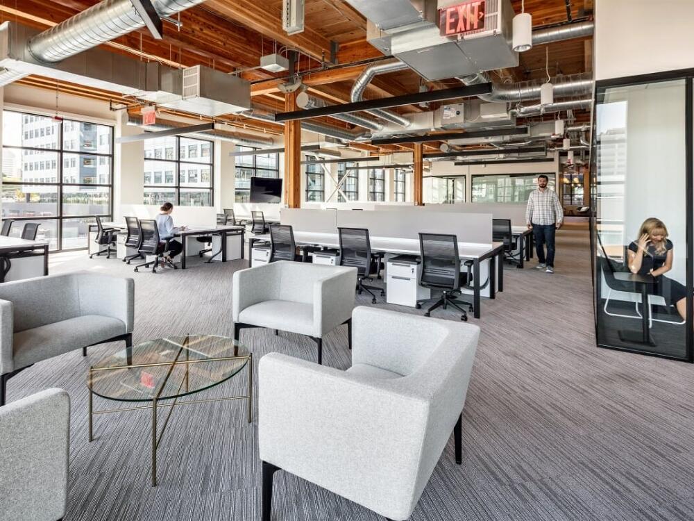 Văn phòng hiện đại thanh lịch gọn gàng mang tinh thần công năng và hiệu suất tối đa