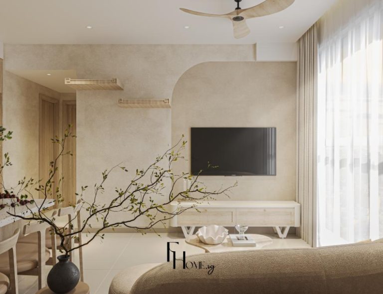 Phòng khách căn hộ Alto City 55m2 phong cách Wabi Sabi view 1