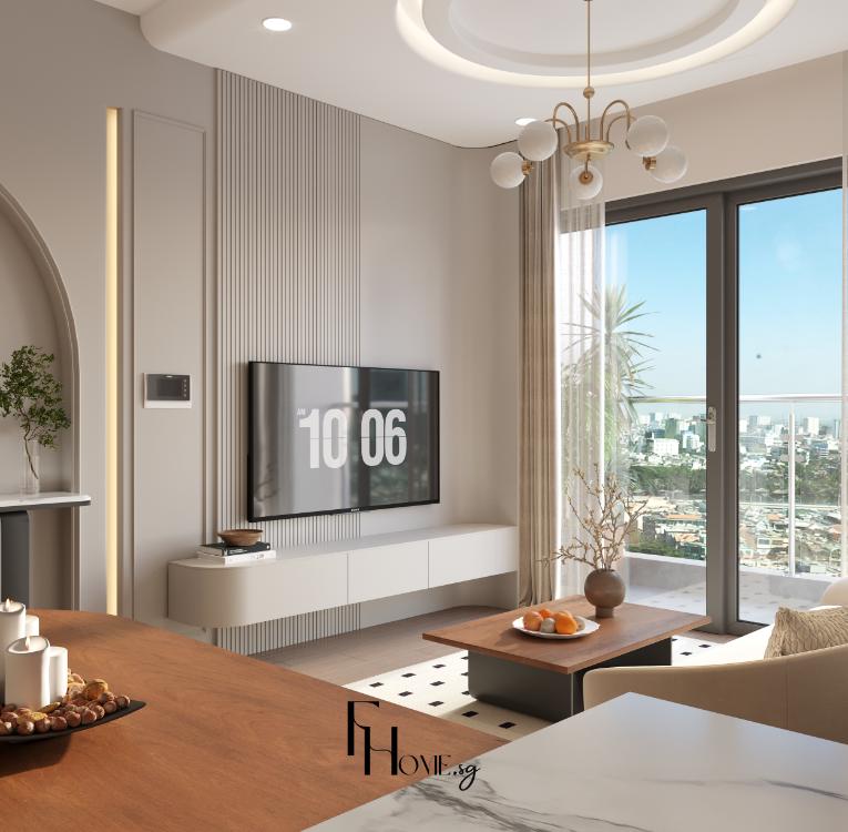 Phòng khách căn hộ Lumiere Boulevard 74m2 phong cách hiện đại-view-5