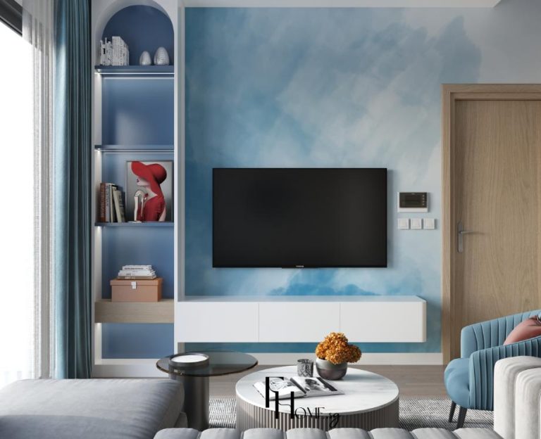 Phòng khách căn hộ Lumiere Boulevard 75m2 phong cách hiện đại view 3