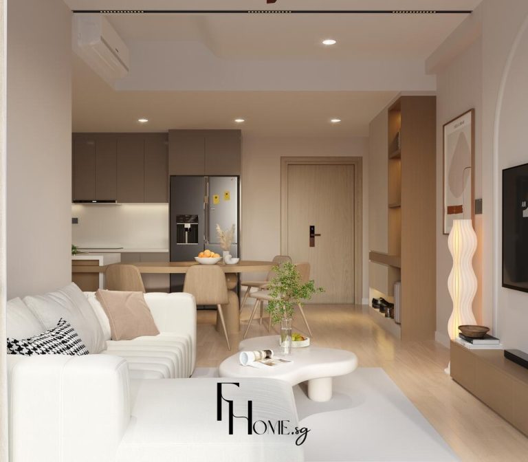 Phòng khách căn hộ Masterise Centre Point 74m2 phong cách Hiện đại mix Minimalism view 1