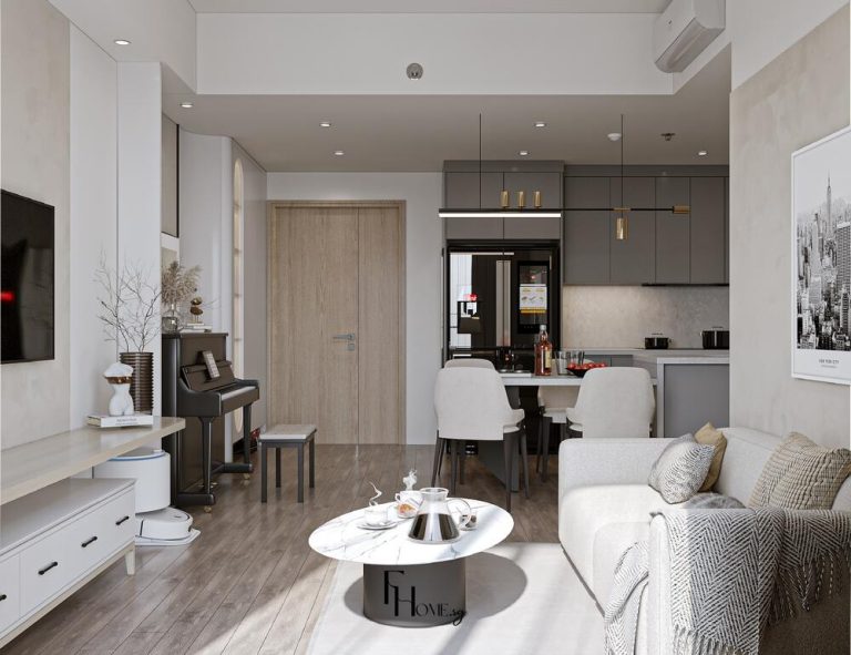 Phòng khách căn hộ Masterise Centre Point 74m2 phong cách Hiện đại view 3