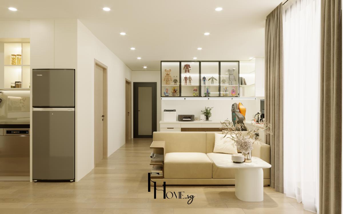 Phong khách căn hộ Vinhomes Grand Park 70m2 phong cách hiện đại view 2