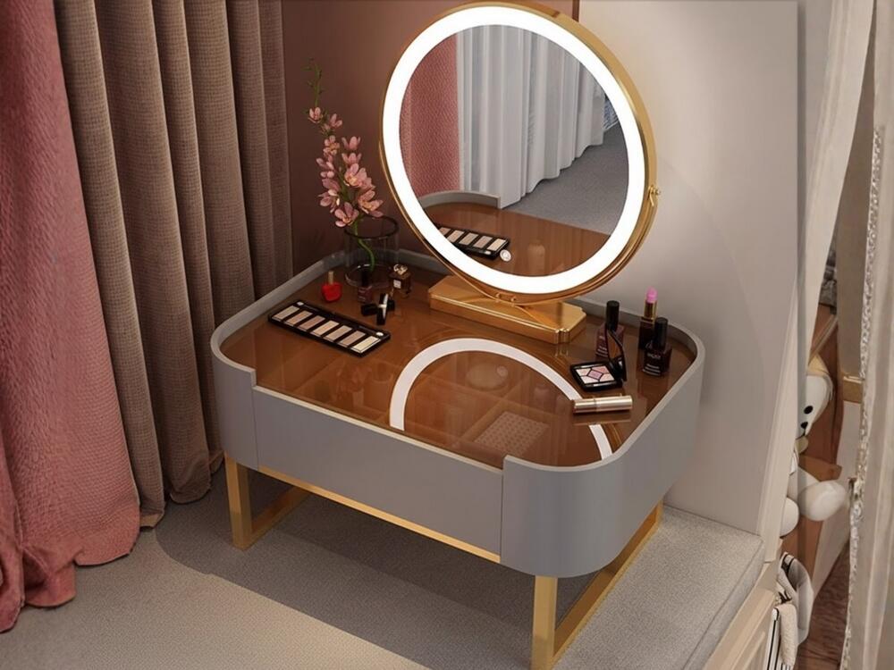 Bàn trang điểm ngồi bệt mang phong cách Nhật, gọn và thư giãn, phù hợp Japandi–Zen