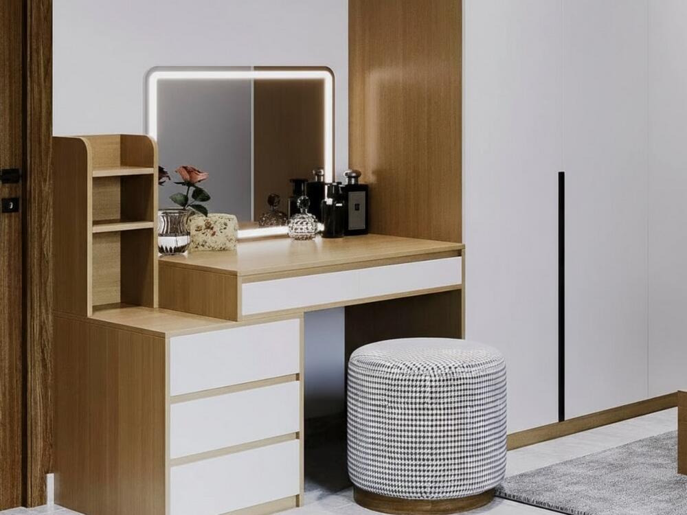 Bàn trang điểm vừa phù hợp phòng 15–25m², cân bằng giữa tiện nghi và không gian