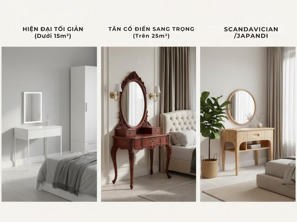 Chọn phong cách bàn trang điểm hài hòa nội thất