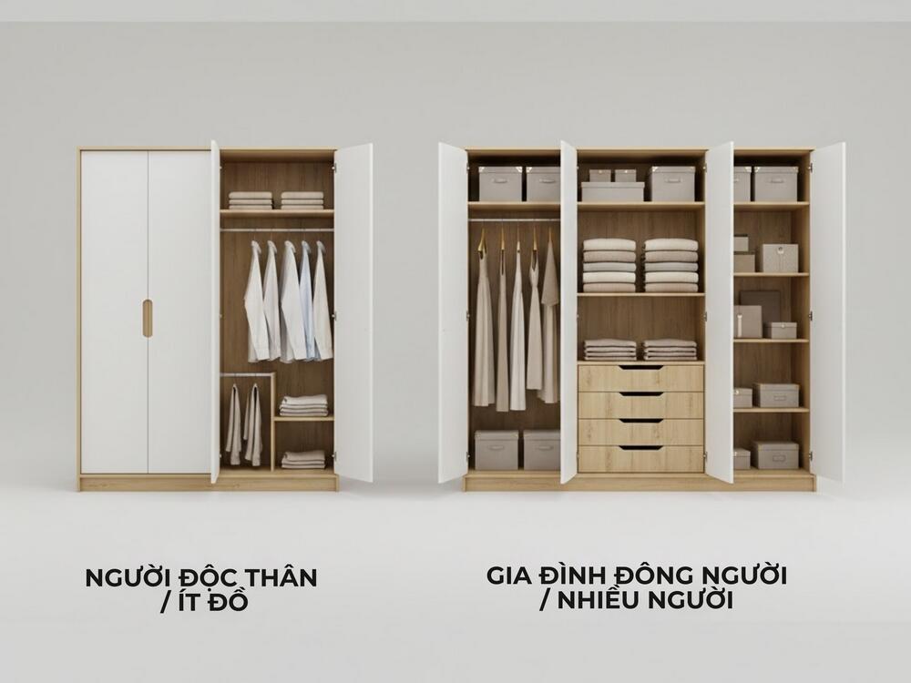 Chọn tủ theo nhu cầu lưu trữ