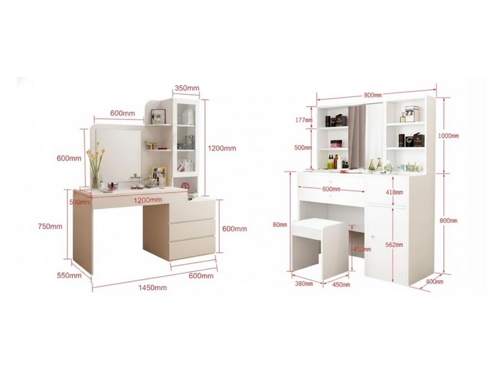 Kích thước bàn trang điểm tiêu chuẩn