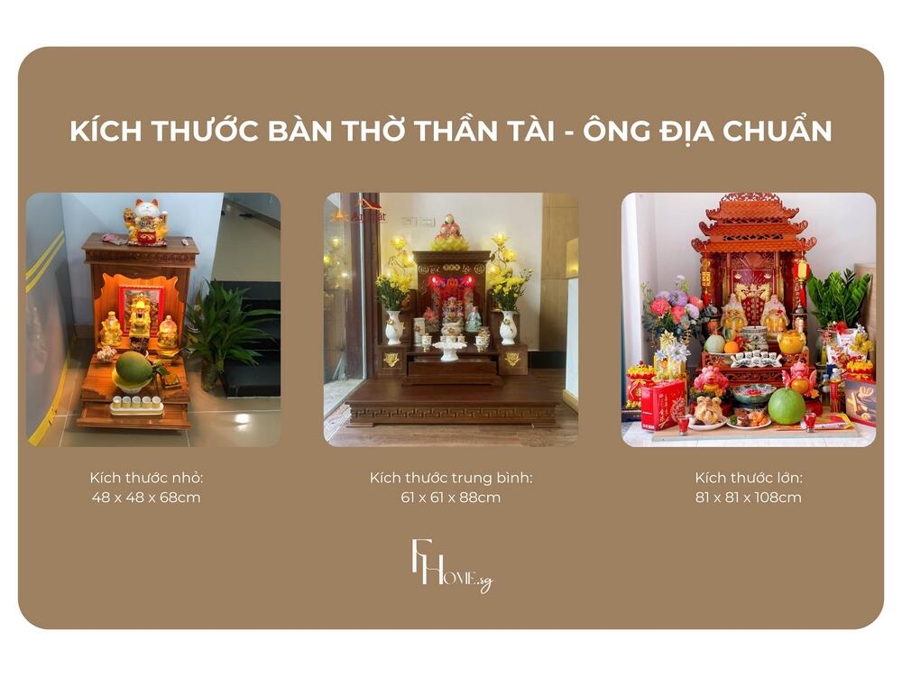 Kích thước phổ biến bàn thờ Thần Tài – Ông Địa