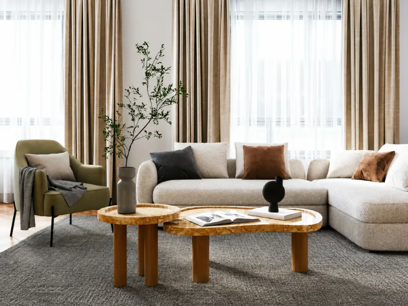 Nguyên tắc Less is more thể hiện qua cách lựa chọn và bố trí nội thất vừa đủ.