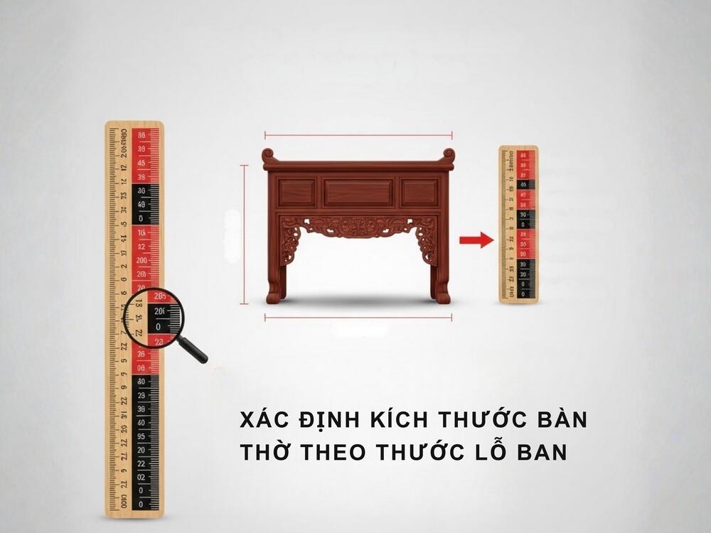 Thước Lỗ Ban 39cm dùng đo bàn thờ, xác định kích thước cát tường, tránh cung xấu, áp dụng cả chiều cao, sâu, rộng, giúp thu hút tài lộc và năng lượng tích cực