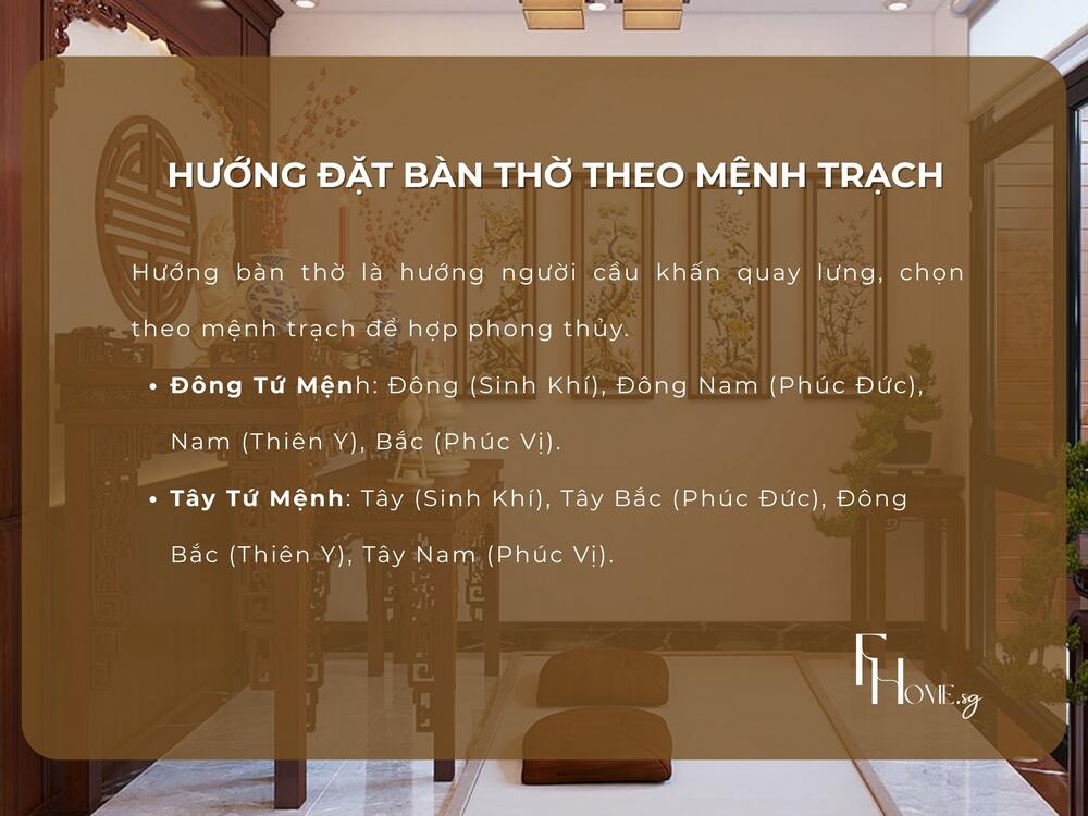 Tìm hiểu hướng đặt bàn thờ theo mệnh trạch