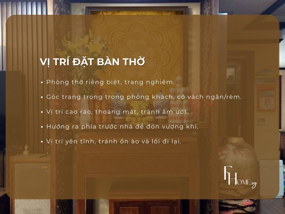 Vị trí đặt bàn thờ hợp phong thủy
