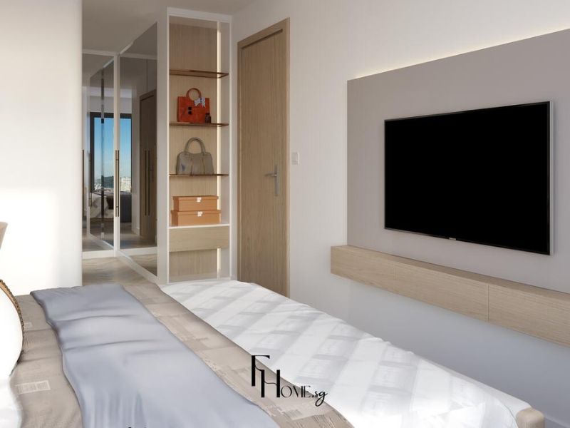 Phòng ngủ chính căn hộ 100m2 Masterise Centre Point hiện đại