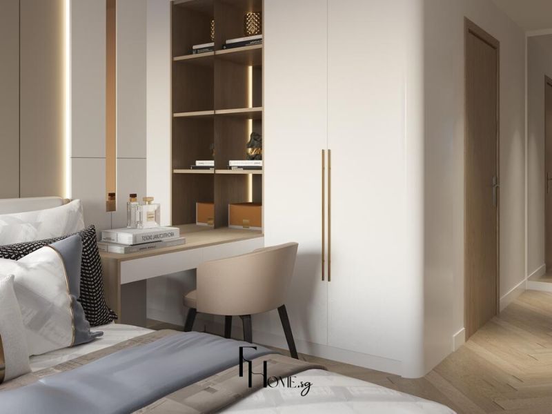 Phòng ngủ chính căn hộ 100m2 Masterise Centre Point hiện đại