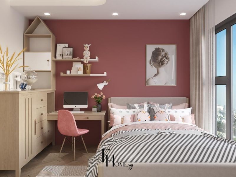 Phòng ngủ trẻ em bé gái căn hộ 100m2 Masterise Centre Point