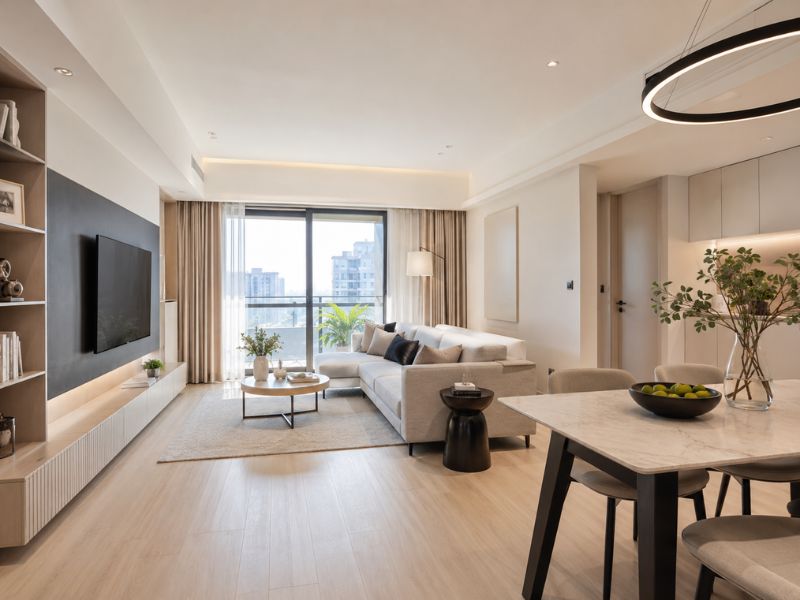 Thiết kế nội thất chung cư 60m2 dùng tông sáng và hạn chế vật liệu tối màu